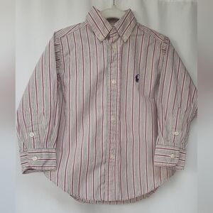 Ralph Lauren Green and Purple Striped Button Down Shirt Size 2T